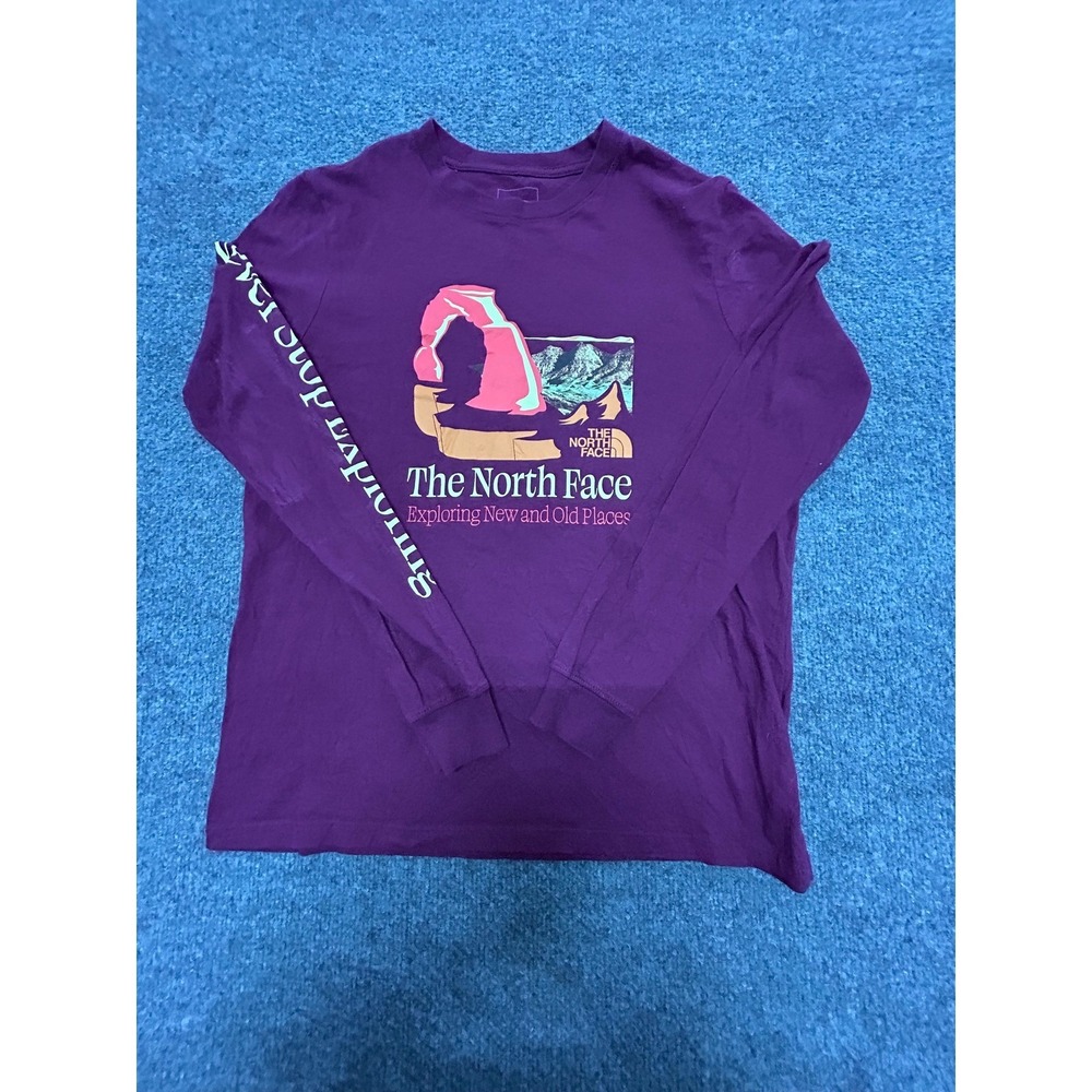 The North Face Shirt Womens Size M Purple Graphic Long Sleeve Outdoor Casual